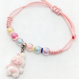 Labubu Inspired Macramé Bracelet Creamy Pastel